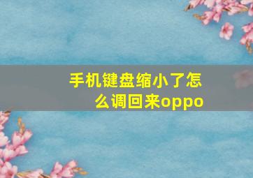 手机键盘缩小了怎么调回来oppo