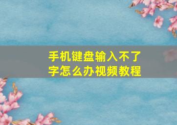 手机键盘输入不了字怎么办视频教程