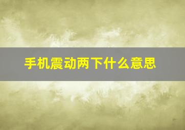 手机震动两下什么意思