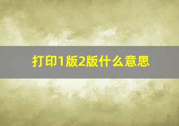 打印1版2版什么意思