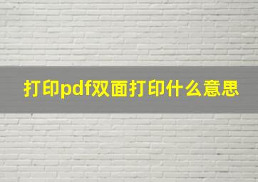 打印pdf双面打印什么意思