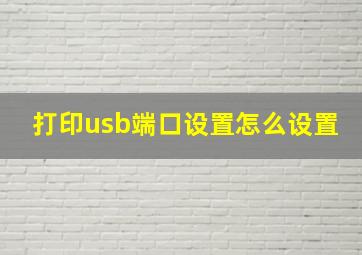 打印usb端口设置怎么设置