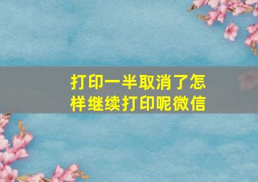 打印一半取消了怎样继续打印呢微信