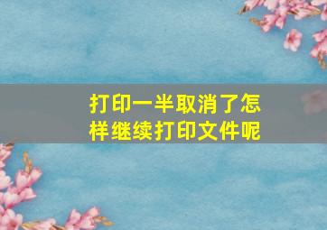 打印一半取消了怎样继续打印文件呢