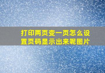 打印两页变一页怎么设置页码显示出来呢图片