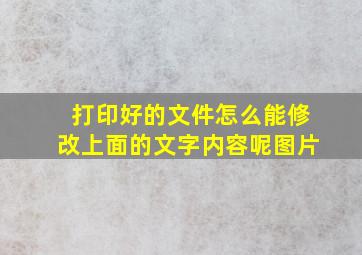 打印好的文件怎么能修改上面的文字内容呢图片