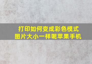 打印如何变成彩色模式图片大小一样呢苹果手机