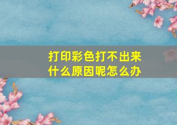 打印彩色打不出来什么原因呢怎么办