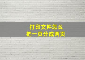 打印文件怎么把一页分成两页