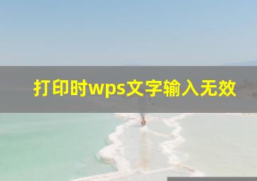 打印时wps文字输入无效