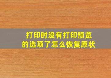 打印时没有打印预览的选项了怎么恢复原状