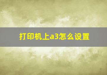 打印机上a3怎么设置