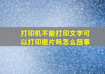 打印机不能打印文字可以打印图片吗怎么回事