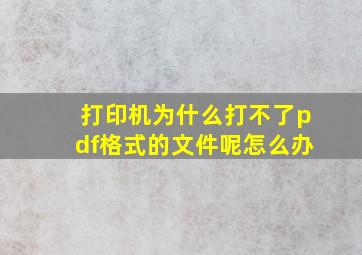 打印机为什么打不了pdf格式的文件呢怎么办