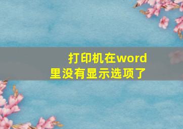 打印机在word里没有显示选项了