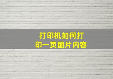 打印机如何打印一页图片内容