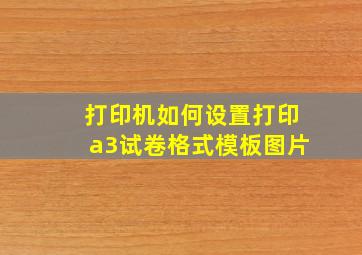 打印机如何设置打印a3试卷格式模板图片