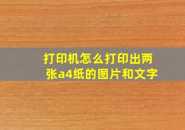 打印机怎么打印出两张a4纸的图片和文字