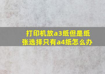 打印机放a3纸但是纸张选择只有a4纸怎么办