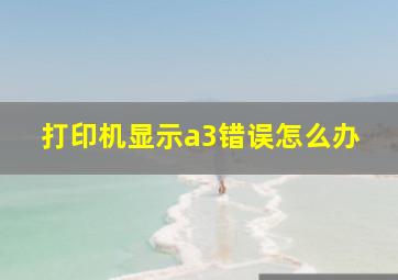 打印机显示a3错误怎么办