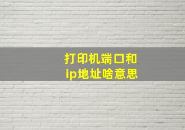 打印机端口和ip地址啥意思