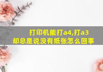 打印机能打a4,打a3却总是说没有纸张怎么回事