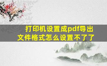 打印机设置成pdf导出文件格式怎么设置不了了