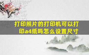 打印照片的打印机可以打印a4纸吗怎么设置尺寸