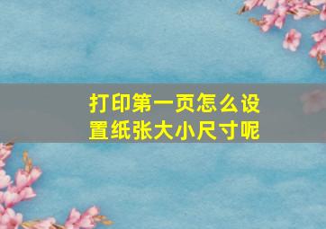 打印第一页怎么设置纸张大小尺寸呢