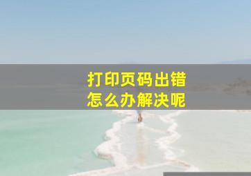 打印页码出错怎么办解决呢