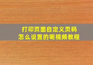 打印页面自定义页码怎么设置的呢视频教程