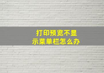 打印预览不显示菜单栏怎么办