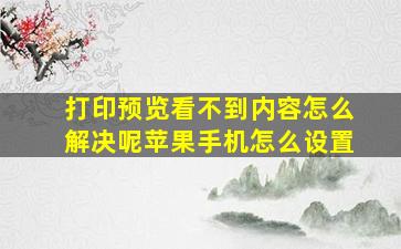 打印预览看不到内容怎么解决呢苹果手机怎么设置