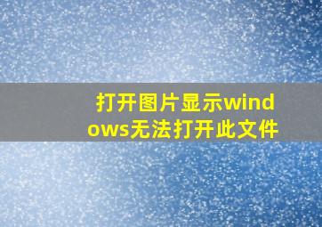 打开图片显示windows无法打开此文件