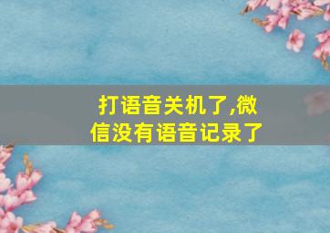 打语音关机了,微信没有语音记录了