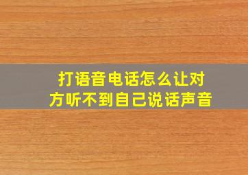 打语音电话怎么让对方听不到自己说话声音