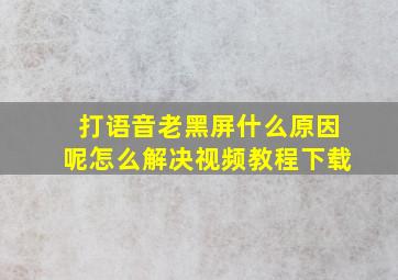 打语音老黑屏什么原因呢怎么解决视频教程下载