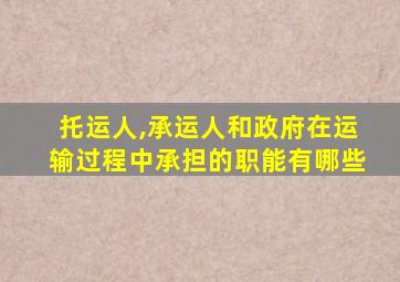 托运人,承运人和政府在运输过程中承担的职能有哪些