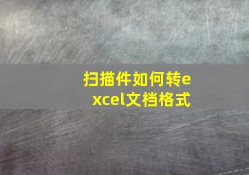 扫描件如何转excel文档格式