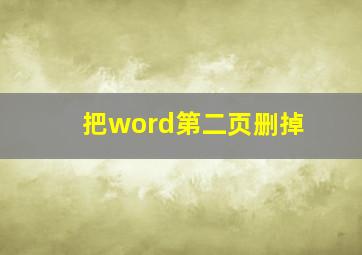 把word第二页删掉