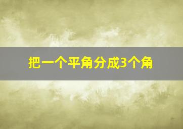 把一个平角分成3个角