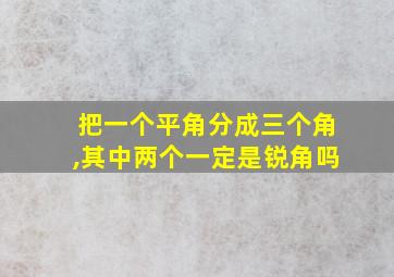 把一个平角分成三个角,其中两个一定是锐角吗