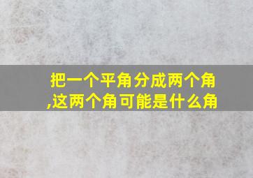 把一个平角分成两个角,这两个角可能是什么角