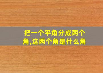 把一个平角分成两个角,这两个角是什么角