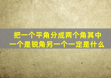 把一个平角分成两个角其中一个是锐角另一个一定是什么