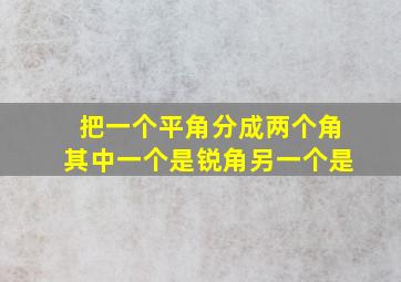 把一个平角分成两个角其中一个是锐角另一个是