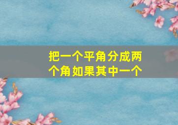 把一个平角分成两个角如果其中一个