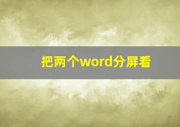 把两个word分屏看