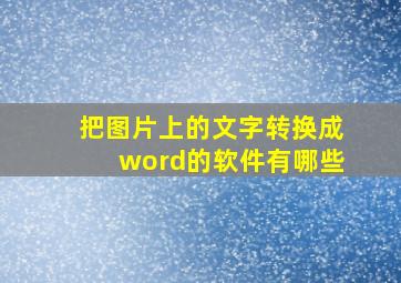 把图片上的文字转换成word的软件有哪些