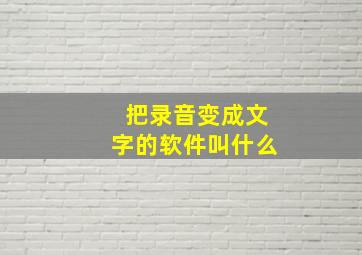 把录音变成文字的软件叫什么